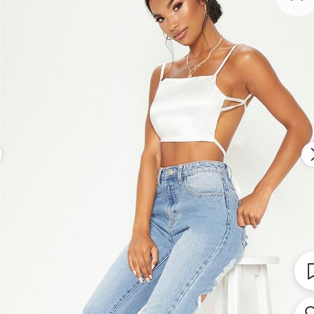 PrettyLittleThing White Strappy Crop Top